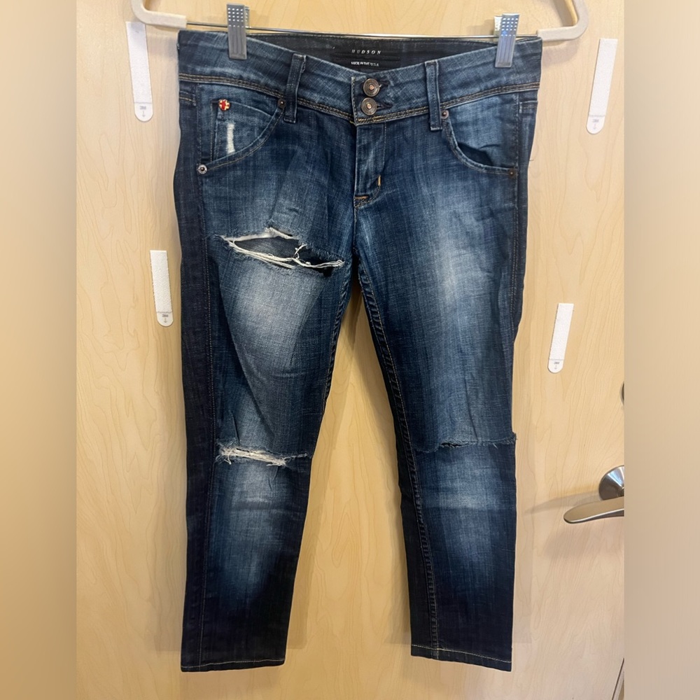 Hudson Skinny Jeans in Distressed Style